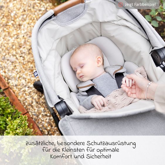 Joie Signature Auto-Babywanne Calmi R129 im Auto und auf den Kinderwagen Vinca, Aeria, Finiti verwendbar inkl. Regenschutz - Signature - Oyster