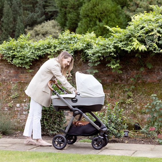 Joie Signature Auto-Babywanne Calmi R129 im Auto und auf den Kinderwagen Vinca, Aeria, Finiti verwendbar inkl. Regenschutz - Signature - Oyster
