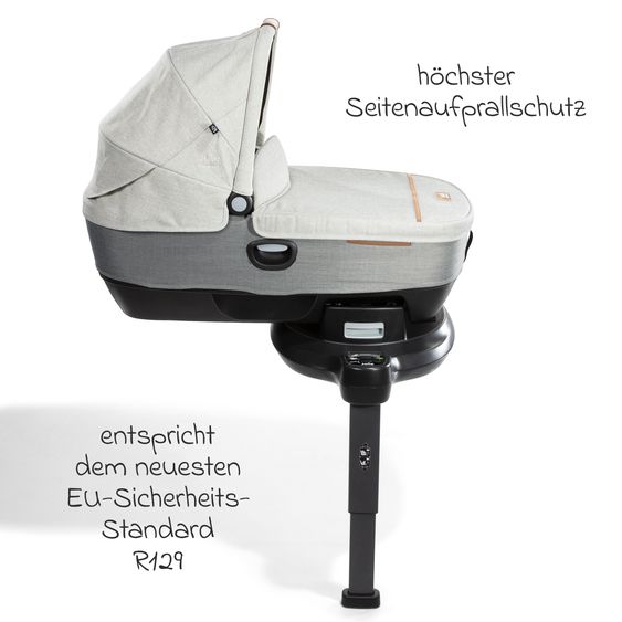 Joie Signature Auto-Babywanne Calmi R129 im Auto und auf den Kinderwagen Vinca, Aeria, Finiti verwendbar inkl. Regenschutz - Signature - Oyster