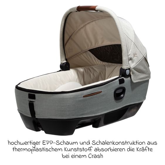 Joie Signature Auto-Babywanne Calmi R129 im Auto und auf den Kinderwagen Vinca, Aeria, Finiti verwendbar inkl. Regenschutz - Signature - Oyster