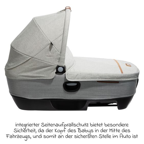 Joie Signature Auto-Babywanne Calmi R129 im Auto und auf den Kinderwagen Vinca, Aeria, Finiti verwendbar inkl. Regenschutz - Signature - Oyster
