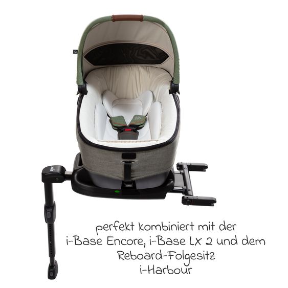 Joie Signature Auto-Babywanne Calmi R129 im Auto und auf den Kinderwagen Vinca, Aeria, Finiti verwendbar inkl. Regenschutz - Signature - Pine