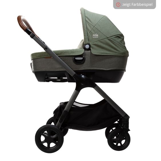 Joie Signature Auto-Babywanne Calmi R129 im Auto und auf den Kinderwagen Vinca, Aeria, Finiti verwendbar inkl. Regenschutz - Signature - Pine