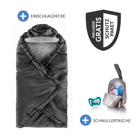 joie Babyschale Gemm Gr. 0+ - ab Geburt-15 Monate (ab Geburt-13kg) inkl. Sitzverkleinerer, Einschlagdecke & Schnullerbox - Shale