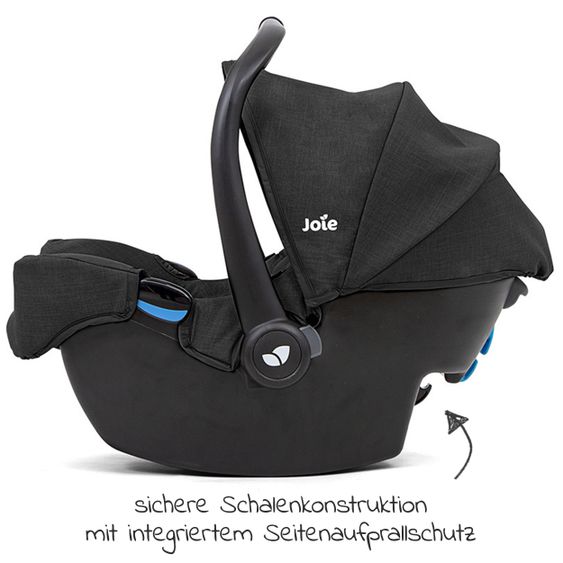 joie Babyschale Gemm Gr. 0+ - ab Geburt-15 Monate (ab Geburt-13kg) inkl. Sitzverkleinerer, Einschlagdecke & Schnullerbox - Shale
