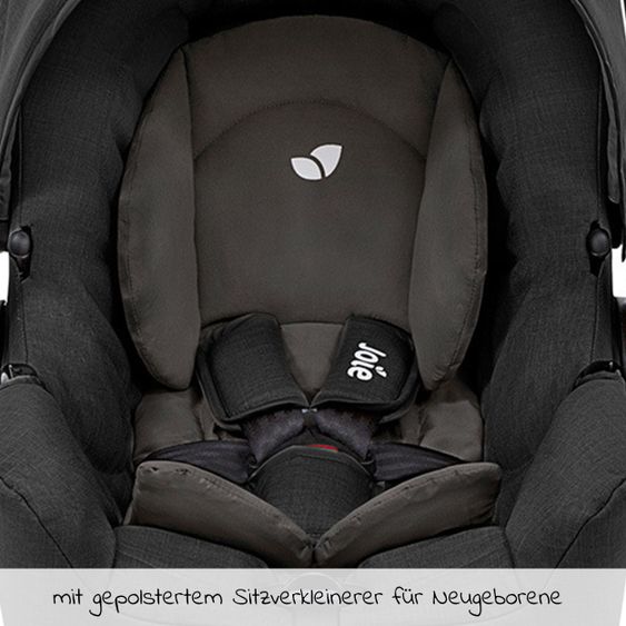 joie Babyschale Gemm Gr. 0+ - ab Geburt-15 Monate (ab Geburt-13kg) inkl. Sitzverkleinerer, Einschlagdecke & Schnullerbox - Shale