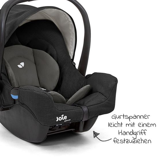 joie Babyschale Gemm Gr. 0+ - ab Geburt-15 Monate (ab Geburt-13kg) inkl. Sitzverkleinerer, Einschlagdecke & Schnullerbox - Shale