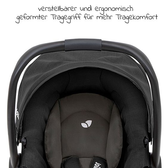 joie Babyschale Gemm Gr. 0+ - ab Geburt-15 Monate (ab Geburt-13kg) inkl. Sitzverkleinerer, Einschlagdecke & Schnullerbox - Shale