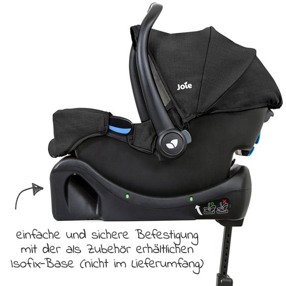 joie Babyschale Gemm Gr. 0+ - ab Geburt-15 Monate (ab Geburt-13kg) inkl. Sitzverkleinerer, Einschlagdecke & Schnullerbox - Shale