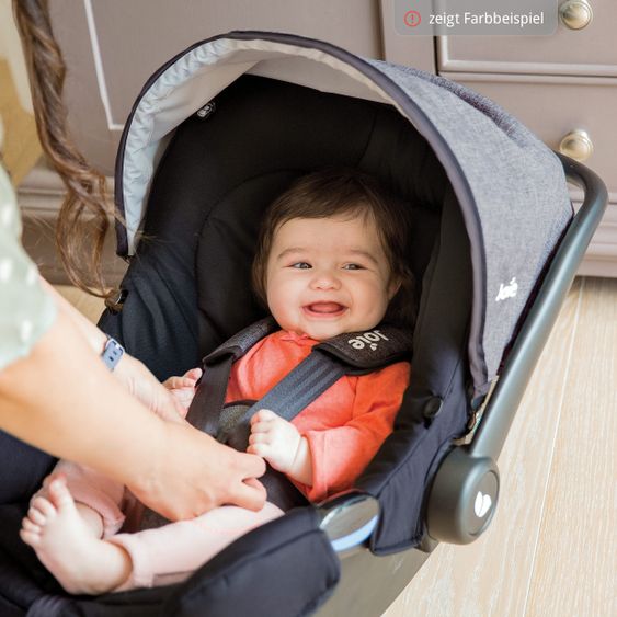 joie Babyschale Gemm Gr. 0+ - ab Geburt-15 Monate (ab Geburt-13kg) inkl. Sitzverkleinerer, Einschlagdecke & Schnullerbox - Shale