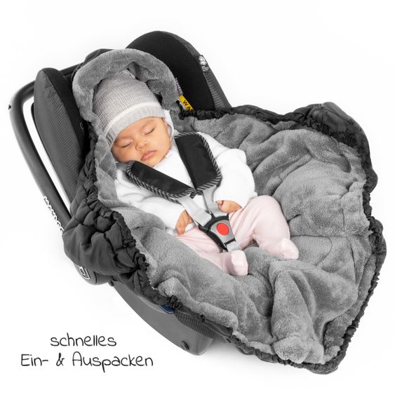 joie Babyschale Gemm Gr. 0+ - ab Geburt-15 Monate (ab Geburt-13kg) inkl. Sitzverkleinerer, Einschlagdecke & Schnullerbox - Shale
