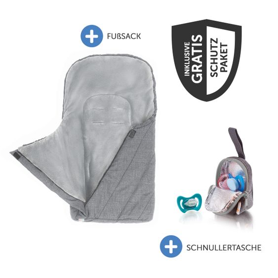 joie Babyschale Gemm Gr. 0+ - ab Geburt-15 Monate (ab Geburt-13kg) inkl. Sitzverkleinerer, Fußsack & Schnullerbox - Shale