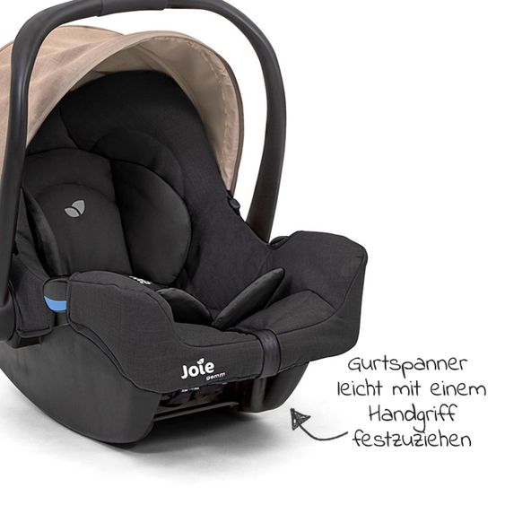 joie Babyschale Gemm Gruppe 0+ - ab Geburt bis 15 Monate (ab Geburt-13 kg) inkl. Sitzverkleinerer & Sonnenverdeck - Mushroom