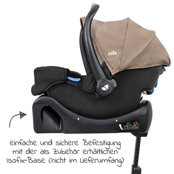 joie Babyschale Gemm Gruppe 0+ - ab Geburt bis 15 Monate (ab Geburt-13 kg) inkl. Sitzverkleinerer & Sonnenverdeck - Mushroom