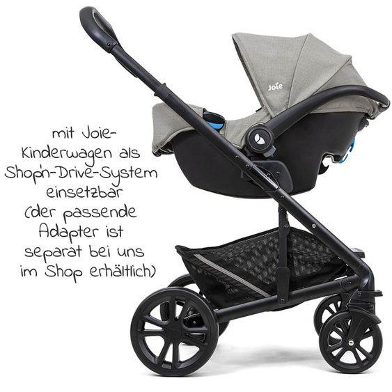 joie Babyschale Gemm Gruppe 0+ - ab Geburt bis 15 Monate (ab Geburt-13 kg) inkl. Sitzverkleinerer & Sonnenverdeck - Pebble