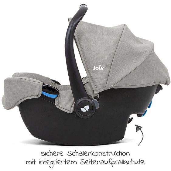 joie Babyschale Gemm Gruppe 0+ - ab Geburt bis 15 Monate (ab Geburt-13 kg) inkl. Sitzverkleinerer & Sonnenverdeck - Pebble