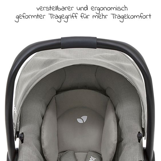 joie Babyschale Gemm Gruppe 0+ - ab Geburt bis 15 Monate (ab Geburt-13 kg) inkl. Sitzverkleinerer & Sonnenverdeck - Pebble
