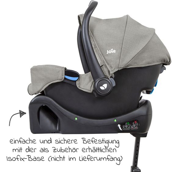 joie Babyschale Gemm Gruppe 0+ - ab Geburt bis 15 Monate (ab Geburt-13 kg) inkl. Sitzverkleinerer & Sonnenverdeck - Pebble