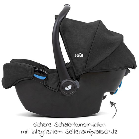 joie Babyschale Gemm Gruppe 0+ - ab Geburt bis 15 Monate (ab Geburt-13 kg) inkl. Sitzverkleinerer & Sonnenverdeck - Shale