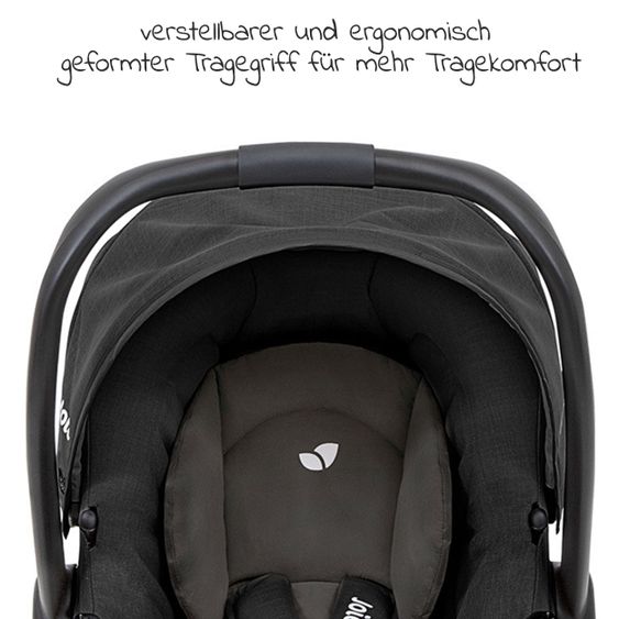 joie Babyschale Gemm Gruppe 0+ - ab Geburt bis 15 Monate (ab Geburt-13 kg) inkl. Sitzverkleinerer & Sonnenverdeck - Shale