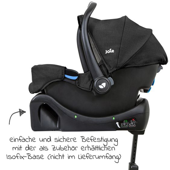 joie Babyschale Gemm Gruppe 0+ - ab Geburt bis 15 Monate (ab Geburt-13 kg) inkl. Sitzverkleinerer & Sonnenverdeck - Shale