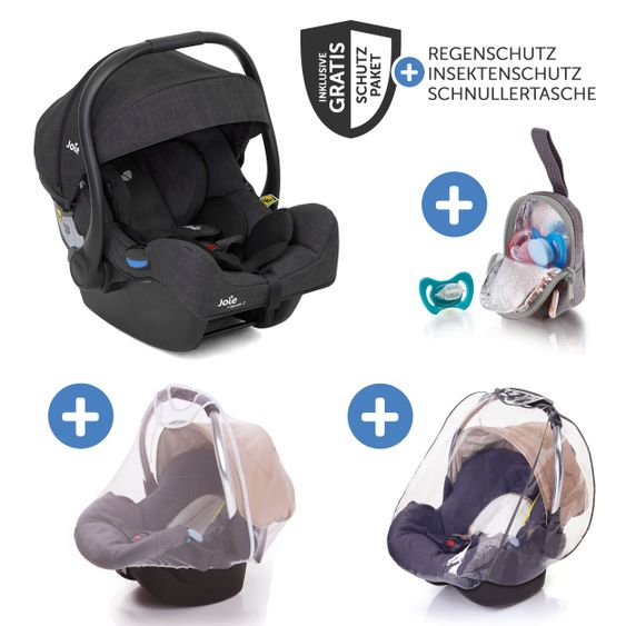 joie Babyschale i-Gemm 2 i-Size ab Geburt - 13 kg (70 cm - 85 cm) & Zubehörpaket - Pavement