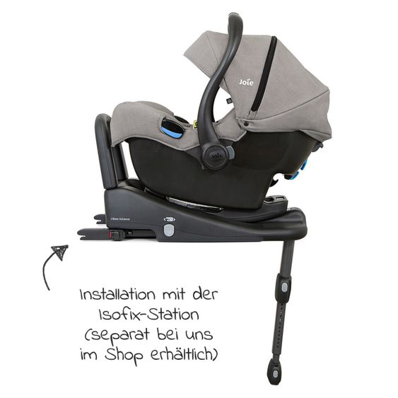 joie Babyschale i-Gemm 2 i-Size ab Geburt - 13 kg (40 cm - 85 cm) & Zubehörpaket - Pebble