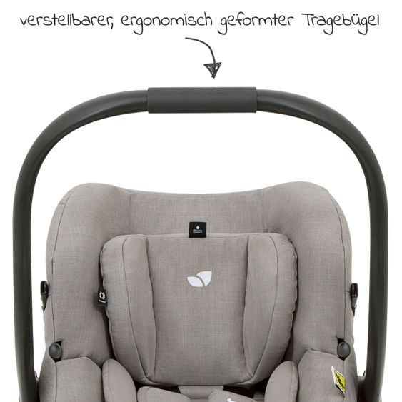 joie Babyschale i-Gemm 3 i-Size ab Geburt-13 kg (40 cm-85 cm) inkl. Sitzverkleinerer - Pebble