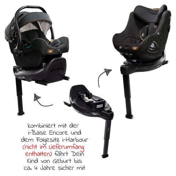 Joie Signature Babyschale i-Jemini i-Size ab Geburt - 13 kg (40 cm - 85 cm) inkl. Sitzverkleinerer & Sonnenverdeck - Signature - Eclipse