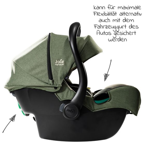 Joie Signature Babyschale i-Jemini i-Size ab Geburt - 13 kg (40 cm - 85 cm) inkl. Sitzverkleinerer & Sonnenverdeck - Signature - Pine