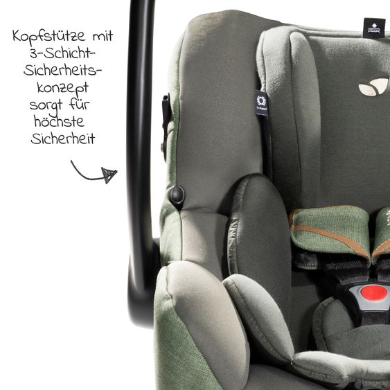 Joie Signature Babyschale i-Jemini i-Size ab Geburt - 13 kg (40 cm - 85 cm) inkl. Sitzverkleinerer & Sonnenverdeck - Signature - Pine