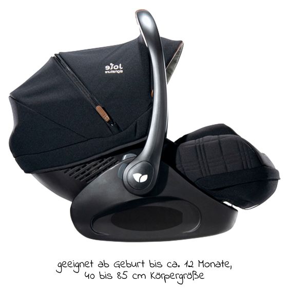 Joie Signature Babyschale i-Level Recline i-Size ab Geburt - 13 kg (40 cn - 85 cm) Neigungswinkel 157°, Sitzverkleinerer & Sonnenverdeck - Signature - Eclipse