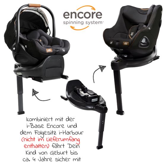 Joie Signature Babyschale i-Level Recline i-Size ab Geburt - 13 kg (40 cn - 85 cm) Neigungswinkel 157°, Sitzverkleinerer & Sonnenverdeck - Signature - Eclipse