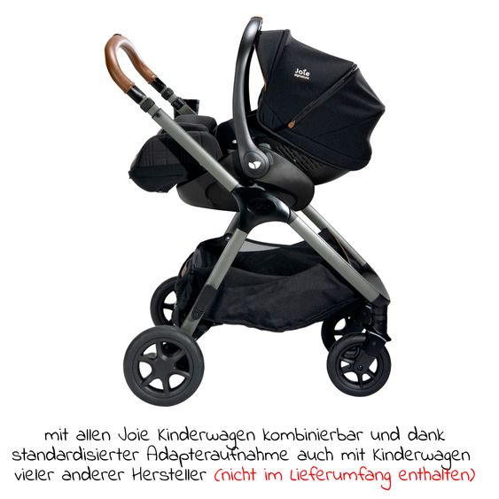 Joie Signature Babyschale i-Level Recline i-Size ab Geburt - 13 kg (40 cn - 85 cm) Neigungswinkel 157°, Sitzverkleinerer & Sonnenverdeck - Signature - Eclipse