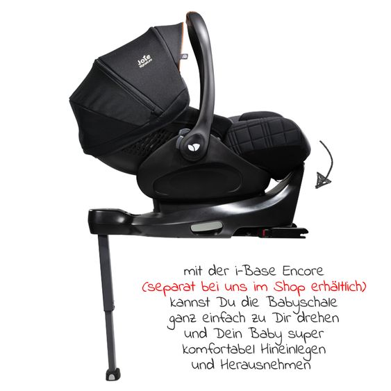 Joie Signature Babyschale i-Level Recline i-Size ab Geburt - 13 kg (40 cn - 85 cm) Neigungswinkel 157°, Sitzverkleinerer & Sonnenverdeck - Signature - Eclipse