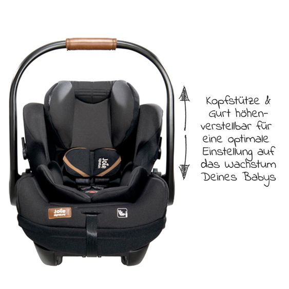 Joie Signature Babyschale i-Level Recline i-Size ab Geburt - 13 kg (40 cn - 85 cm) Neigungswinkel 157°, Sitzverkleinerer & Sonnenverdeck - Signature - Eclipse