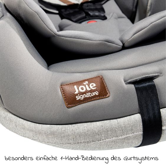 Joie Signature Babyschale i-Level Recline i-Size ab Geburt - 13 kg (40 cn - 85 cm) Neigungswinkel 157°, Sitzverkleinerer & Sonnenverdeck - Signature - Oyster