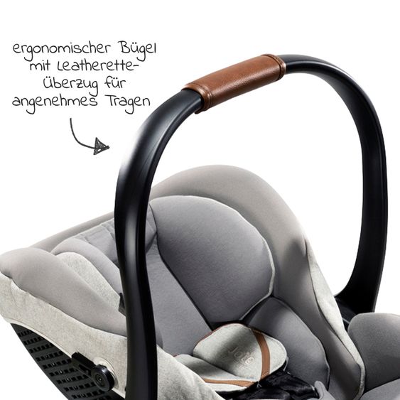 Joie Signature Babyschale i-Level Recline i-Size ab Geburt - 13 kg (40 cn - 85 cm) Neigungswinkel 157°, Sitzverkleinerer & Sonnenverdeck - Signature - Oyster