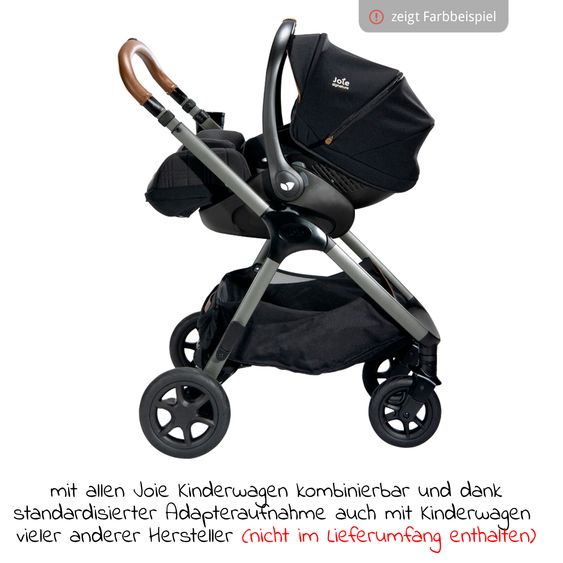 Joie Signature Babyschale i-Level Recline i-Size ab Geburt - 13 kg (40 cn - 85 cm) Neigungswinkel 157°, Sitzverkleinerer & Sonnenverdeck - Signature - Oyster