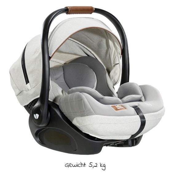 Joie Signature Babyschale i-Level Recline i-Size ab Geburt - 13 kg (40 cn - 85 cm) Neigungswinkel 157°, Sitzverkleinerer & Sonnenverdeck - Signature - Oyster