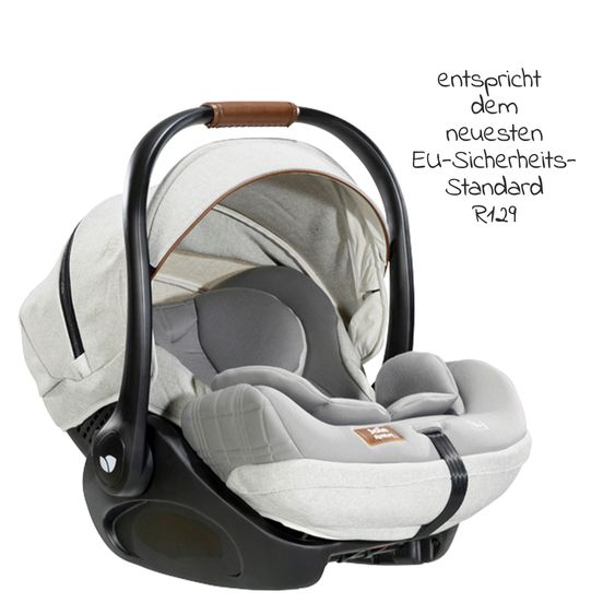 Joie Signature Babyschale i-Level Recline i-Size ab Geburt - 13 kg (40 cn - 85 cm) Neigungswinkel 157°, Sitzverkleinerer & Sonnenverdeck - Signature - Oyster