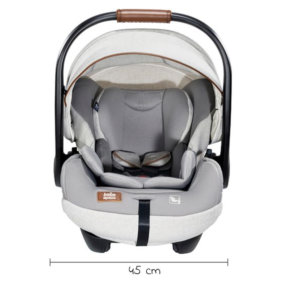 Joie Signature Babyschale i-Level Recline i-Size ab Geburt - 13 kg (40 cn - 85 cm) Neigungswinkel 157°, Sitzverkleinerer & Sonnenverdeck - Signature - Oyster