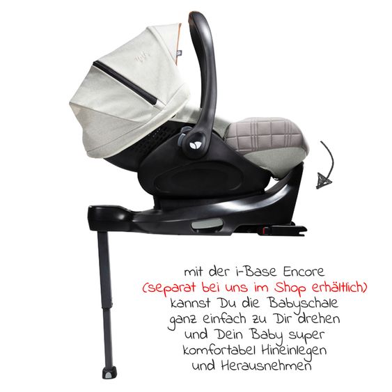 Joie Signature Babyschale i-Level Recline i-Size ab Geburt - 13 kg (40 cn - 85 cm) Neigungswinkel 157°, Sitzverkleinerer & Sonnenverdeck - Signature - Oyster