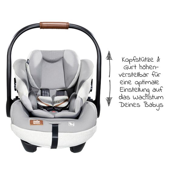 Joie Signature Babyschale i-Level Recline i-Size ab Geburt - 13 kg (40 cn - 85 cm) Neigungswinkel 157°, Sitzverkleinerer & Sonnenverdeck - Signature - Oyster