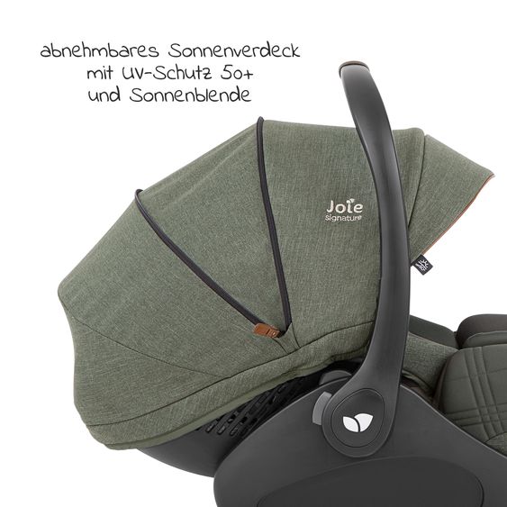 Joie Signature Babyschale i-Level Recline i-Size ab Geburt - 13 kg (40 cn - 85 cm) Neigungswinkel 157°, Sitzverkleinerer & Sonnenverdeck - Signature - Pine