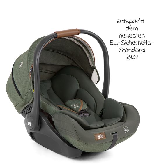 Joie Signature Babyschale i-Level Recline i-Size ab Geburt - 13 kg (40 cn - 85 cm) Neigungswinkel 157°, Sitzverkleinerer & Sonnenverdeck - Signature - Pine