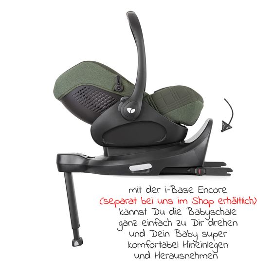 Joie Signature Babyschale i-Level Recline i-Size ab Geburt - 13 kg (40 cn - 85 cm) Neigungswinkel 157°, Sitzverkleinerer & Sonnenverdeck - Signature - Pine