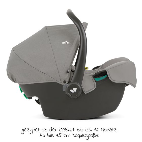 joie Babyschale i-Snug 2 i-Size ab Geburt-13 kg (40 cm-75 cm) inkl. i-Base Advance & GRATIS Autositz-Schutzunterlage - Pebble