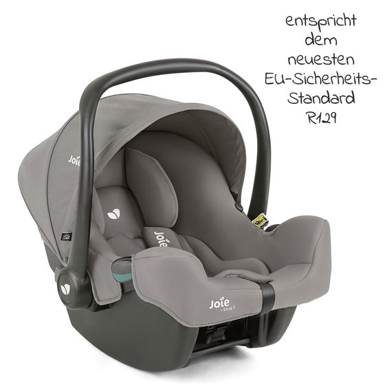 joie Babyschale i-Snug 2 i-Size ab Geburt-13 kg (40 cm-75 cm) inkl. i-Base Advance & GRATIS Autositz-Schutzunterlage - Pebble