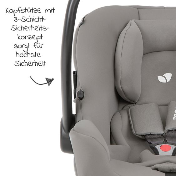 joie Babyschale i-Snug 2 i-Size ab Geburt-13 kg (40 cm-75 cm) inkl. i-Base Advance & GRATIS Autositz-Schutzunterlage - Pebble